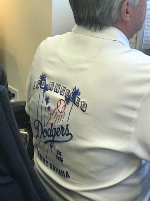 Jon's throwback Dodgers shirt