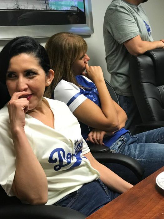 Maria and Ravi, more Dodgers blue