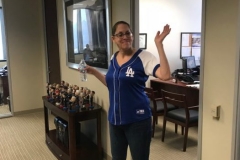 Michele, guarding the bobbleheads