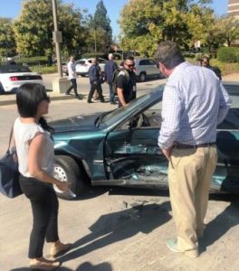 Staged auto accident at Southern California insurance fraud seminar